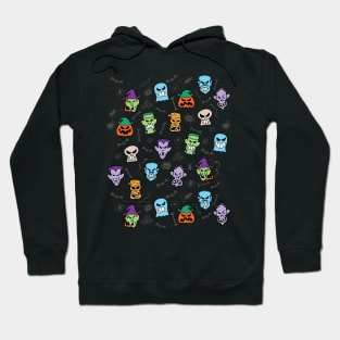 Halloween characters making funny faces in a cool pattern design Hoodie